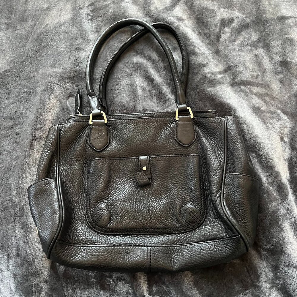 COLE HAAN Leather Handbag With Drop Handles in Black